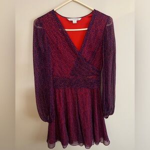 Printed faux wrap dress